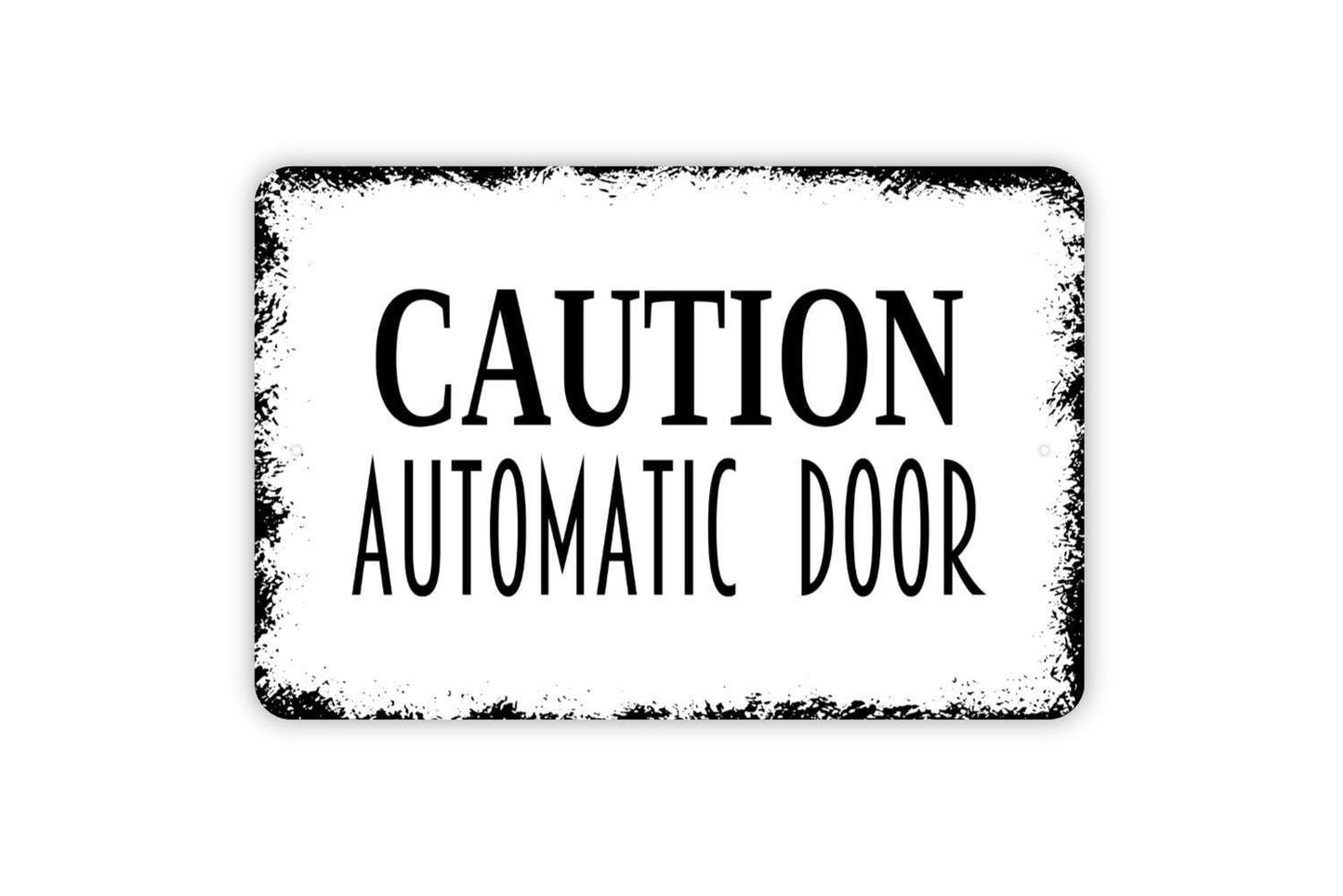 Caution Automatic Door Sign | Safety Warning Entryway Notice | Metal Sign or Vinyl Sticker for Store Office School Business