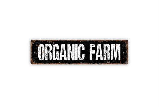 Organic Farm Sign - Farm Fresh Eggs Chickens Poultry Garden Beef Ranch Vinyl Sticker Or  Street Metal Sign or Door Name Plate Plaque