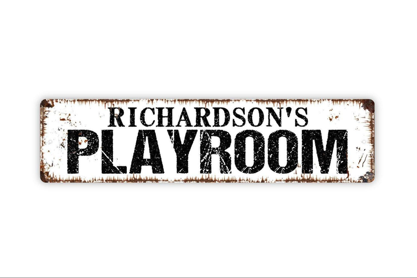 Personalized Playroom Sign | Custom Kids Bedroom or Play Area Wall Sign | Rustic Children’s Room Décor | Metal Sign or Vinyl Sticker