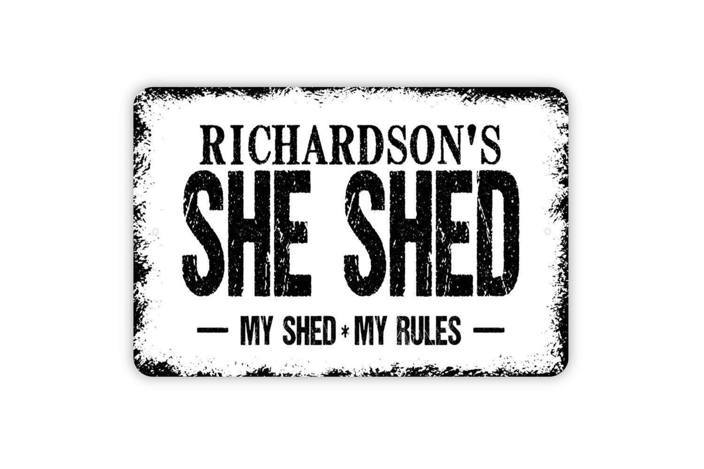 Personalized She Shed My Shed My Rules Sign - Custom Indoor or Outdoor Metal Wall Art