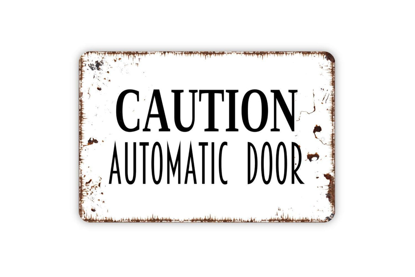 Caution Automatic Door Sign | Safety Warning Entryway Notice | Metal Sign or Vinyl Sticker for Store Office School Business