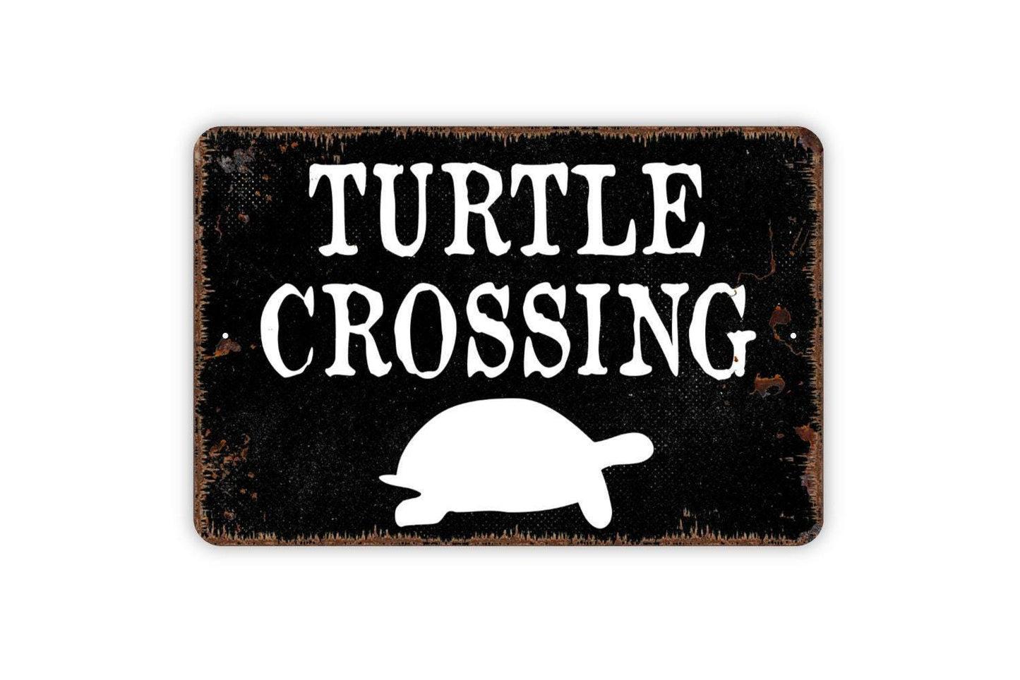 Turtle Crossing Sign Metal or Vinyl Sticker | Funny Animal Crossing Sign | Rustic Yard Decor | Wildlife Lover Gift | Farm or Garden Sticker