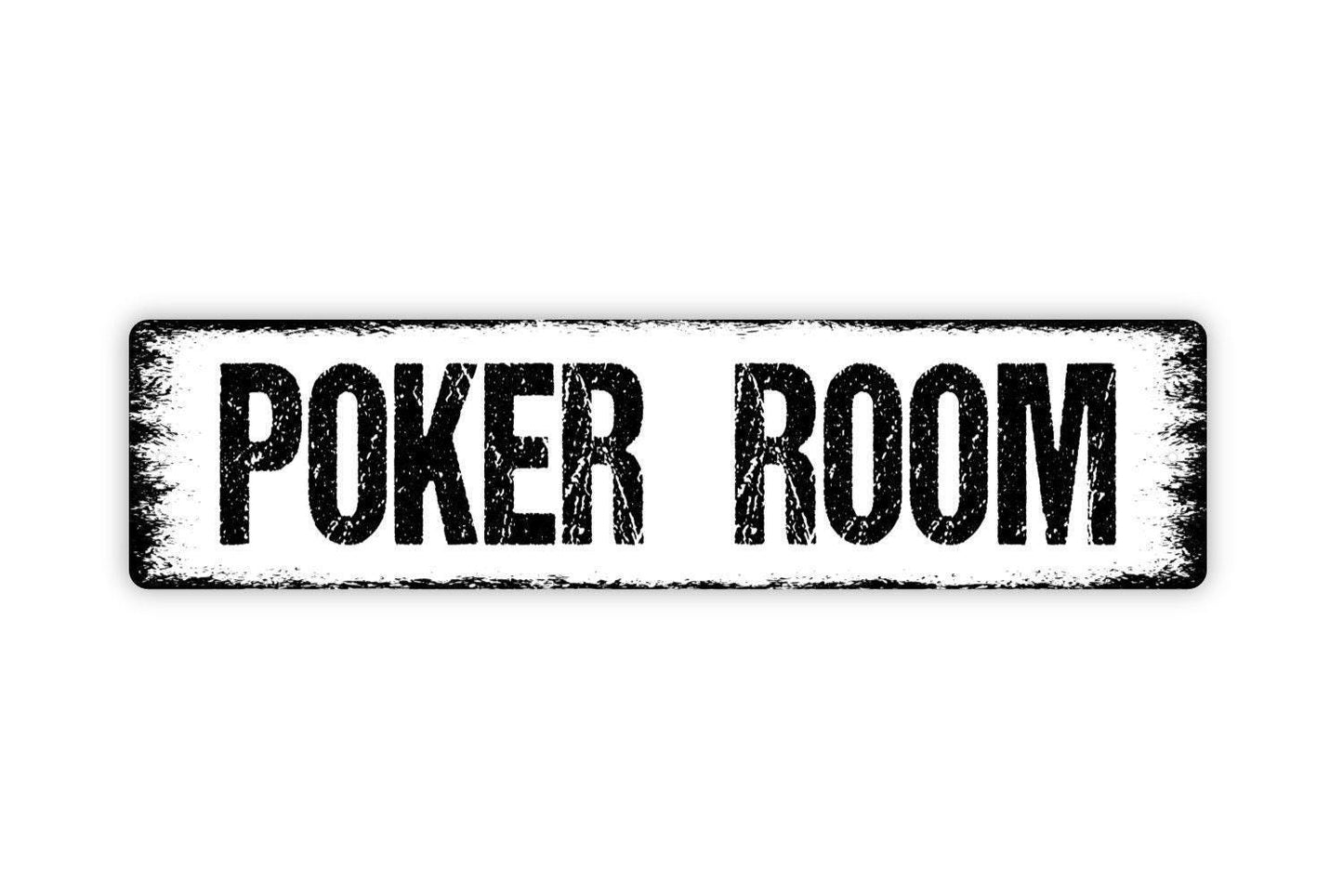 Poker Room Sign – Man Cave Wall Decor – Game Room or Casino Night Wall Art – Rustic Playing Card Sign – Metal Sign or Vinyl Sticker