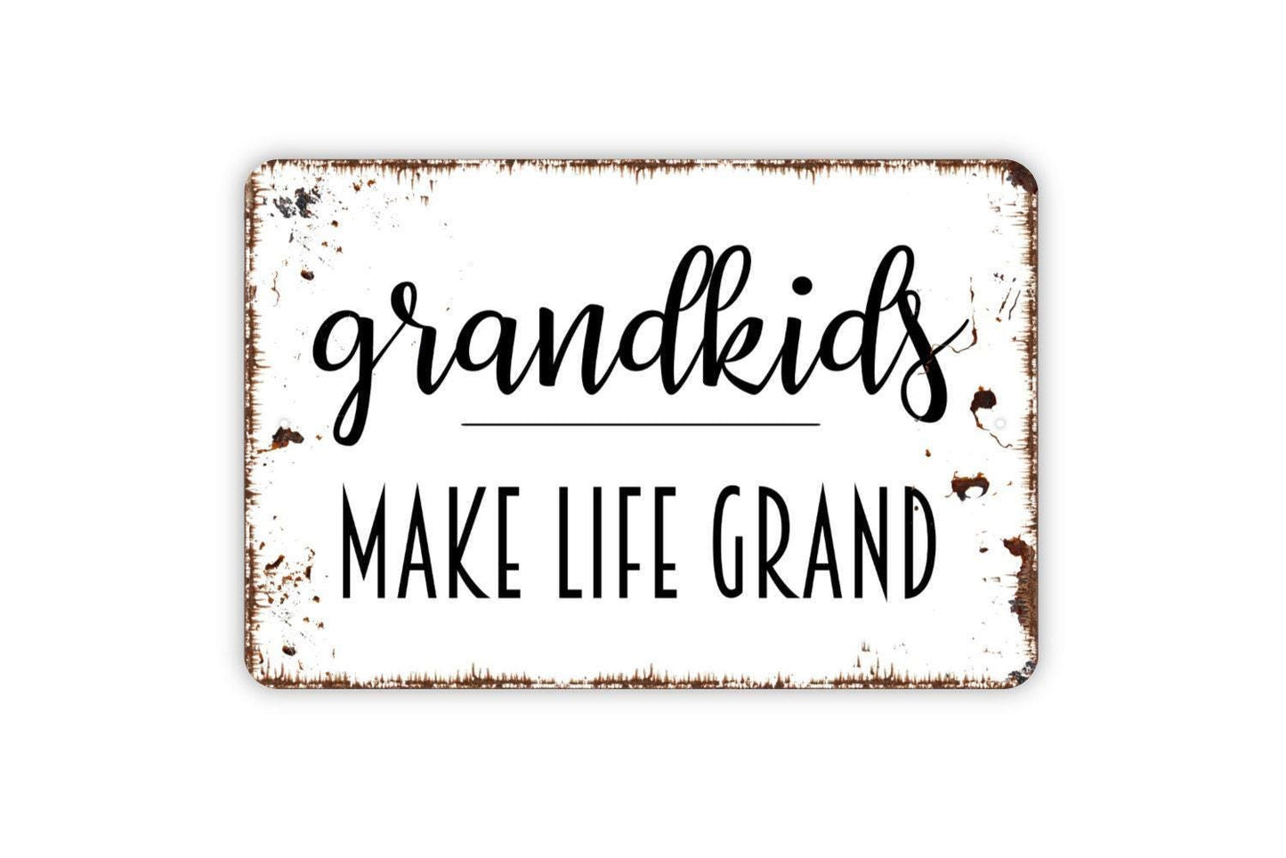 Grandkids Make Life Grand Sign | Family Wall Décor for Living Room, Entryway, or Porch | Metal Sign or Vinyl Sticker Gift for Grandparents