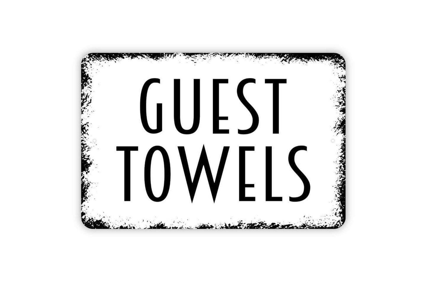 Guest Towels Sign - Bathroom or Swimming Pool Metal Wall Art