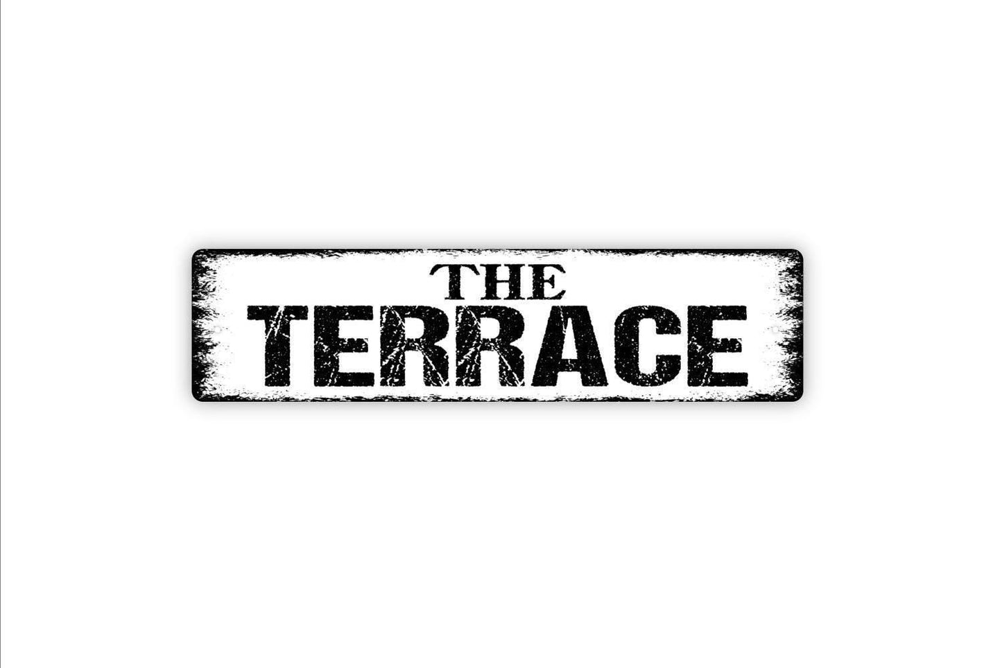 The Terrace Sign – Patio Garden Outdoor Dining Wall Decor – Rustic Farmhouse Porch Yard Home Sign – Metal Sign or Sticker