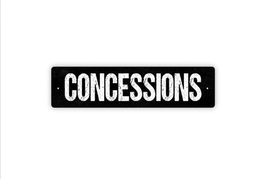 Concessions Sign | Rustic Snack Bar Wall Decor | Movie Theater or Carnival Sign | Custom Metal Sign or Vinyl Sticker | Food Stand Wall Art
