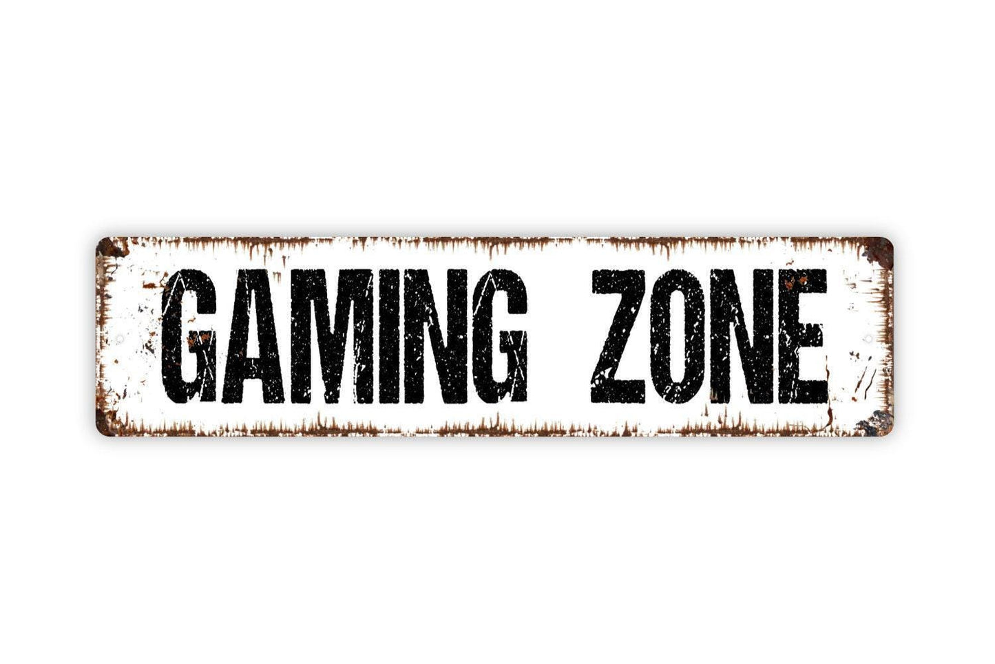 Gaming Zone Sign - Arcade Man Cave Media Video Games TV Farmhouse Style Decor Vinyl Sticker Or  Street Metal Sign or Door Name Plate Plaque