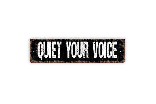Quiet Your Voice Sign | Classroom Library Wall Decor | Metal Sign or Vinyl Sticker for Schools, Offices, Study Rooms, or Homes