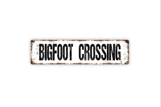 Bigfoot Crossing Sign | Rustic Outdoor Wall Decor | Funny Sasquatch Yard Sign | Custom Metal Sign or Vinyl Sticker | Cabin or Lodge Art