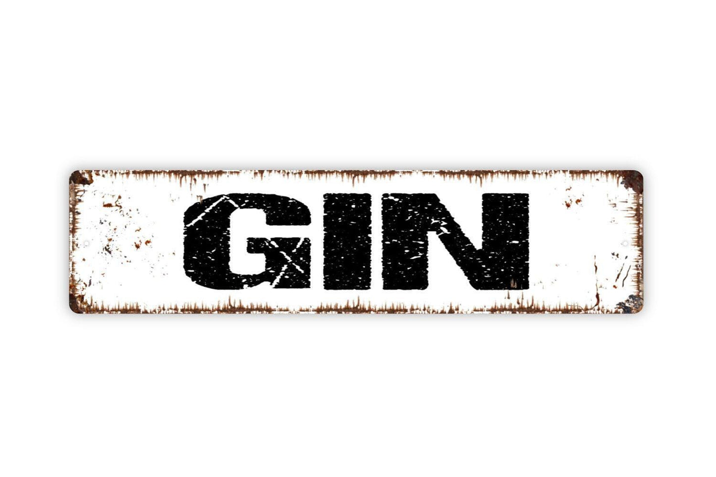Gin Sign - Liquor Drinks Alcohol Vinyl Sticker Or  Street Metal Sign or Door Name Plate Plaque