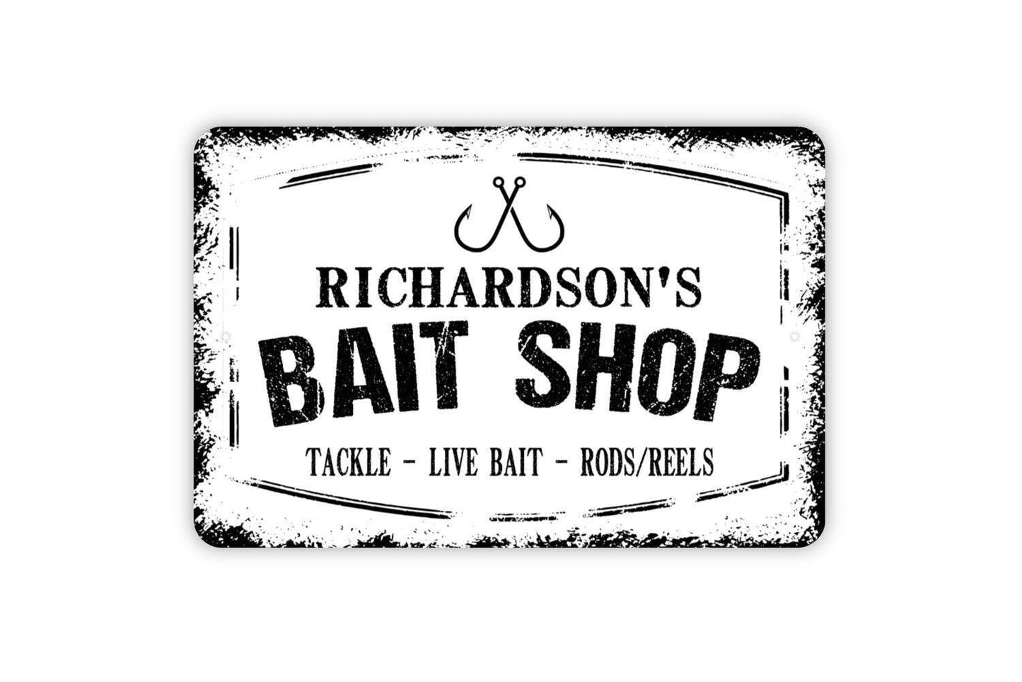 Personalized Bait Shop Sign - Custom Fishing Fisherman Boat Rod Reel Tackle Metal Wall Art Indoor Or Outdoor