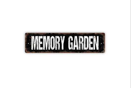 Memory Garden Sign - Remembrance Memorial Gardener Flowers Butterfly Vinyl Sticker Or  Street Metal Sign or Door Name Plate Plaque