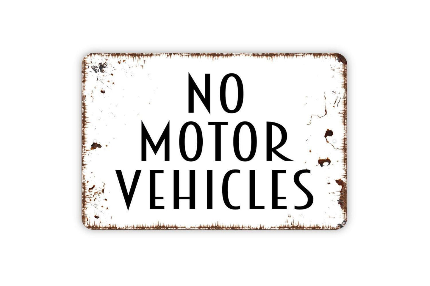 No Motor Vehicles Sign | Road Safety Wall Decor | Metal Sign or Vinyl Sticker for Trails, Parks, Properties, or Restricted Areas