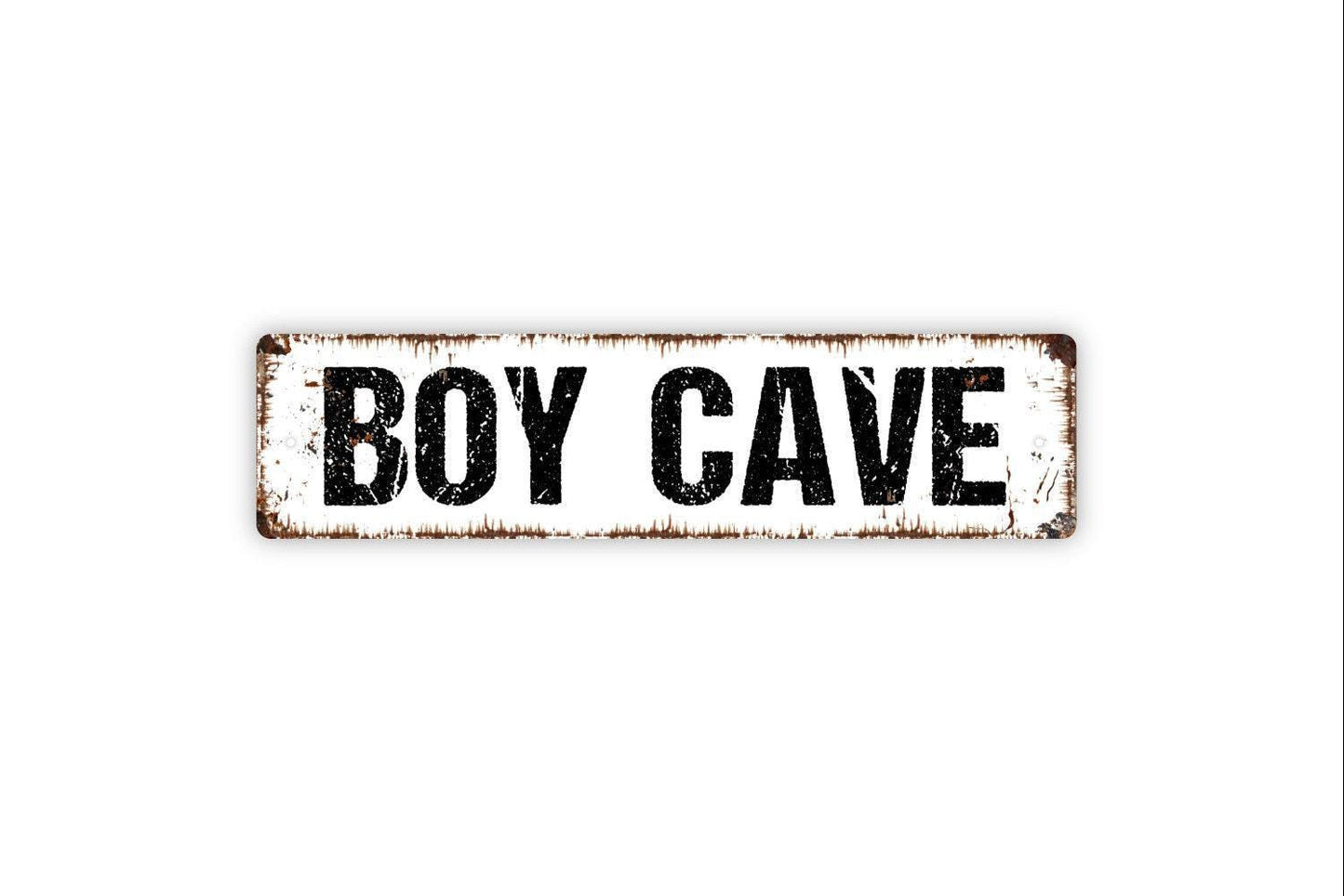 Boy Cave Sign - Vinyl Sticker Or  Metal Street Sign or Door Name Plate Plaque