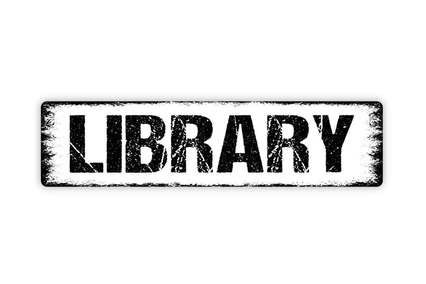 Library Sign | Rustic Reading Wall Decor | Farmhouse Study or Office Sign | Custom Metal Sign or Vinyl Sticker | Book Lover Wall Art