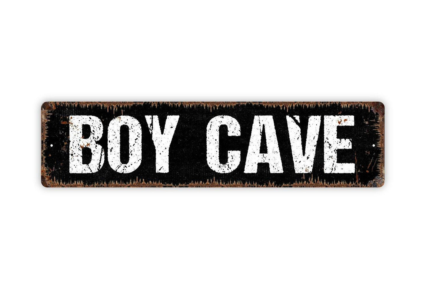 Boy Cave Sign - Vinyl Sticker Or  Metal Street Sign or Door Name Plate Plaque
