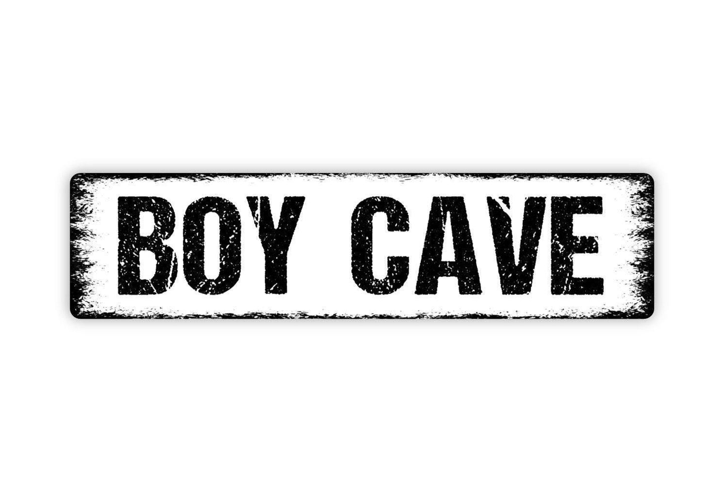 Boy Cave Sign - Vinyl Sticker Or  Metal Street Sign or Door Name Plate Plaque