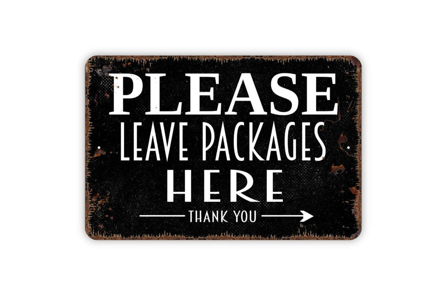 Please Leave Packages Here Sign with Right or Left Arrow - Custom Delivery Driver Instructions Metal Wall Art - Indoor or Outdoor