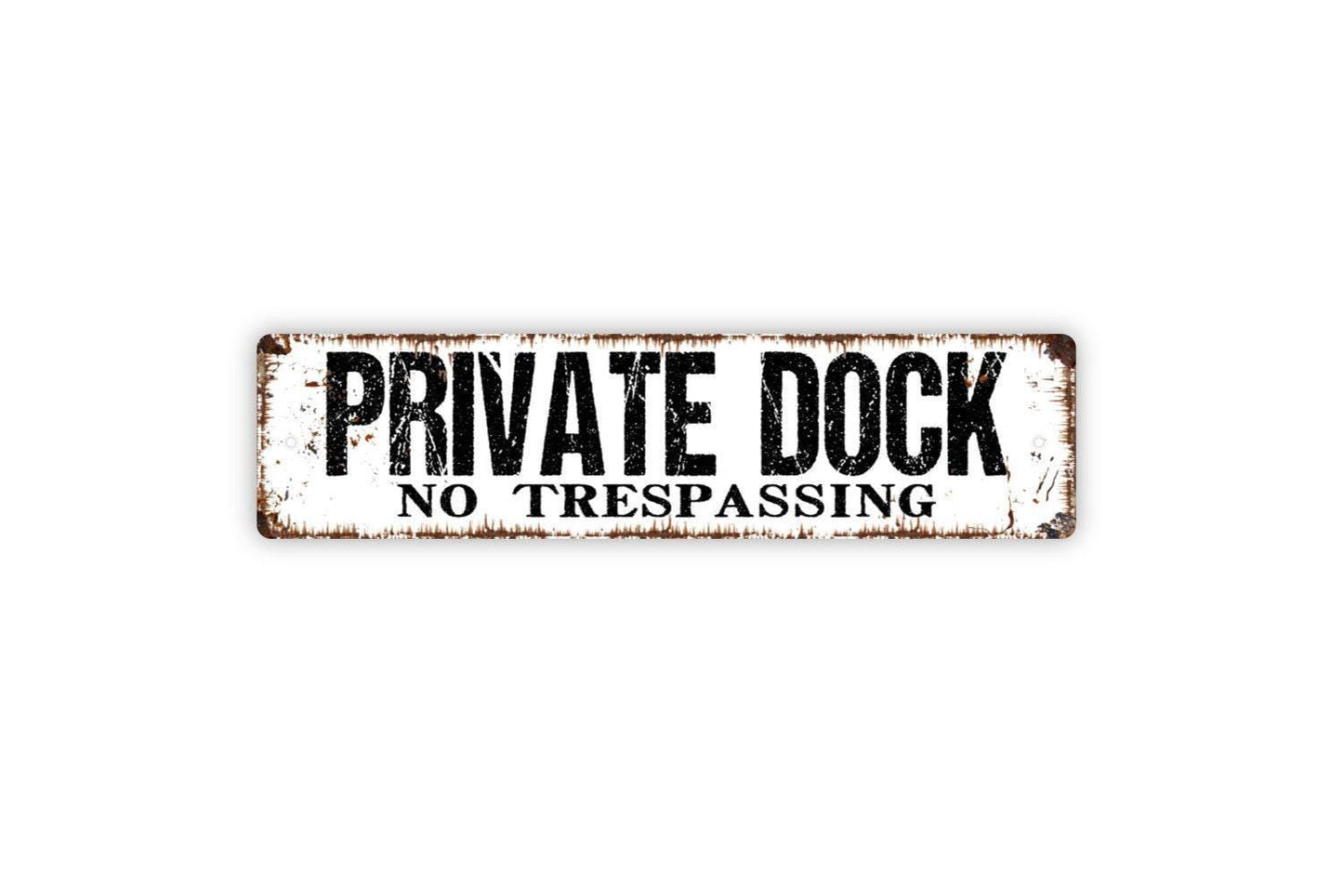 Private Dock No Trespassing Sign | Waterfront Property Warning | Metal Sign or Vinyl Sticker for Lake House, Pier, or Boat Dock
