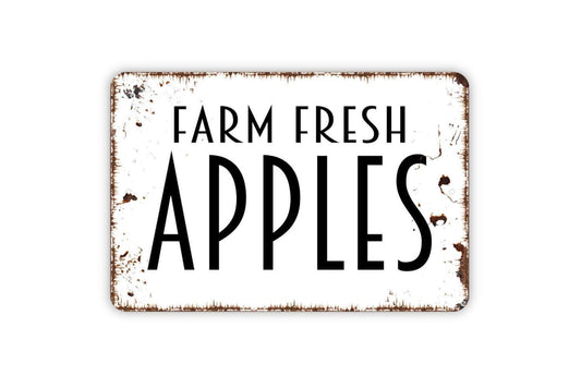 Farm Fresh Apples Sign | Rustic Fall Harvest Kitchen Decor | Metal Sign or Vinyl Sticker for Orchard Market Farmhouse Home