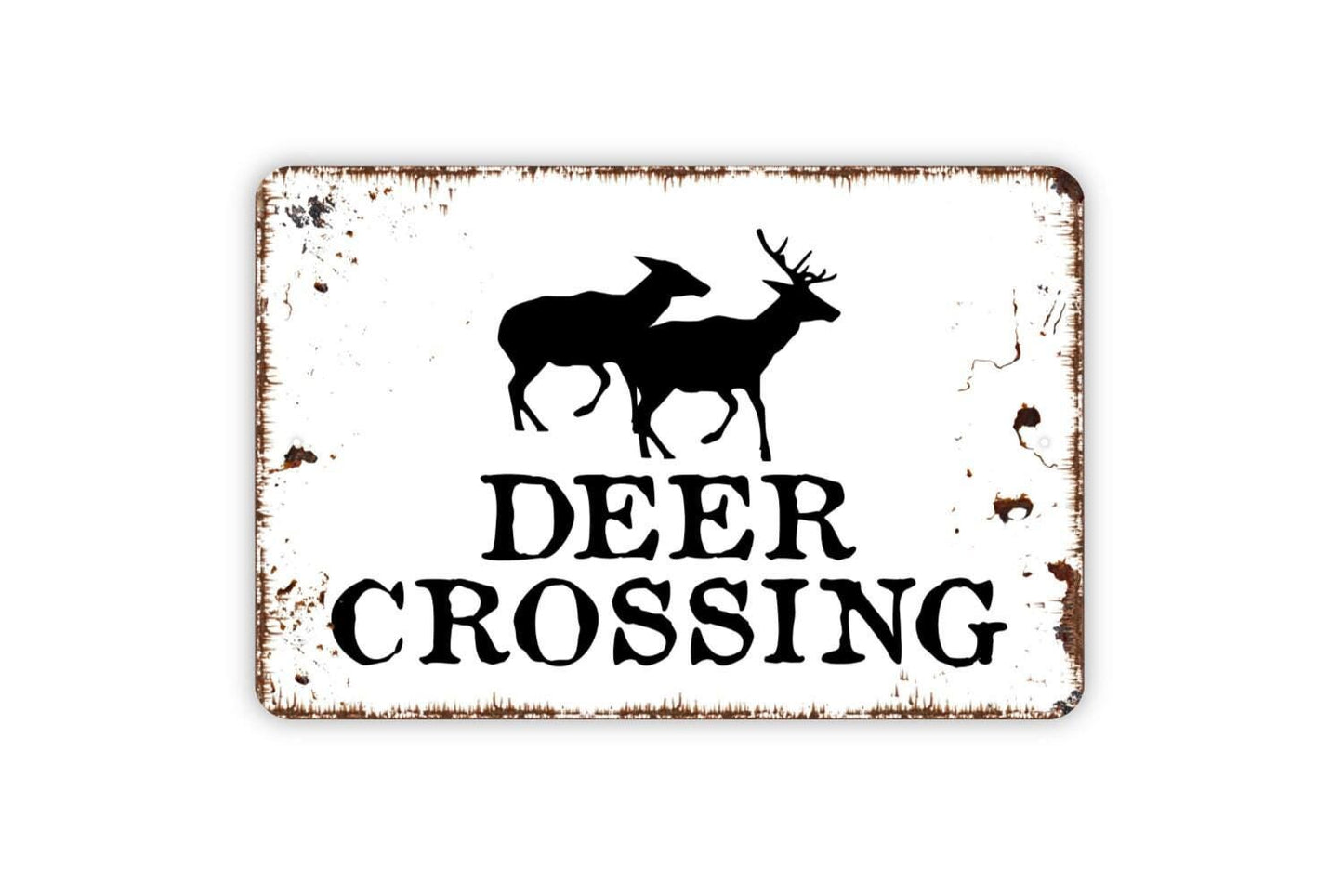 Buck Deer Crossing Sign - Farmhouse Wall Decor Modern Wall Metal Sign