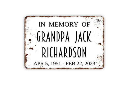Personalized In Memory Of Sign | Custom Memorial Metal Sign or Vinyl Sticker | Tribute Wall, Garden, Bench, or Grave Marker Decor