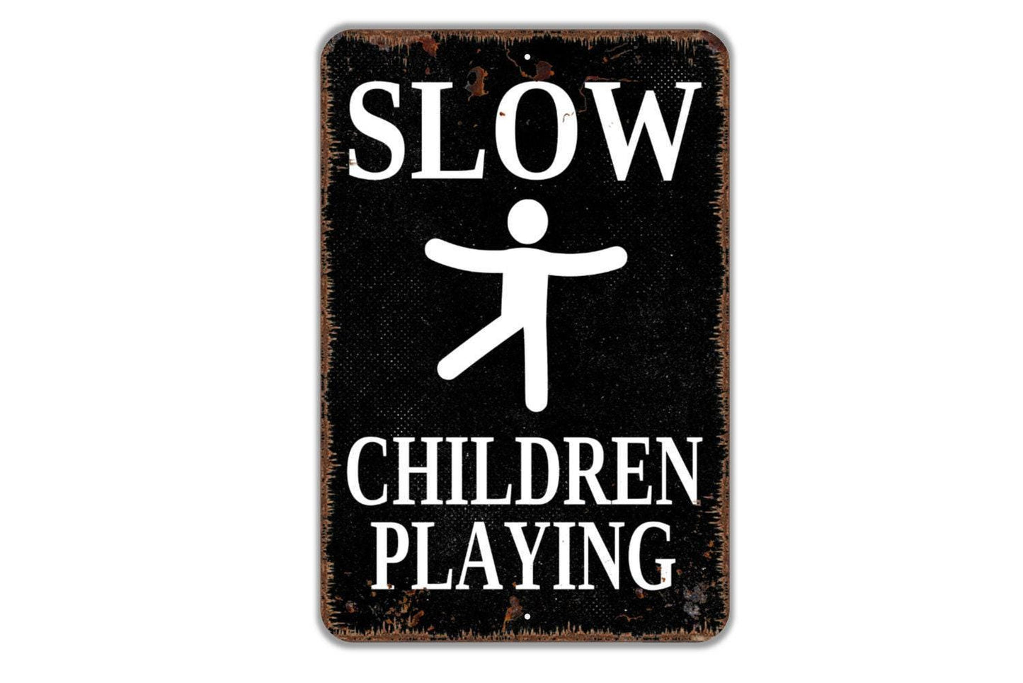 Slow Children Playing Sign - Slow Children At Play Metal Wall Art