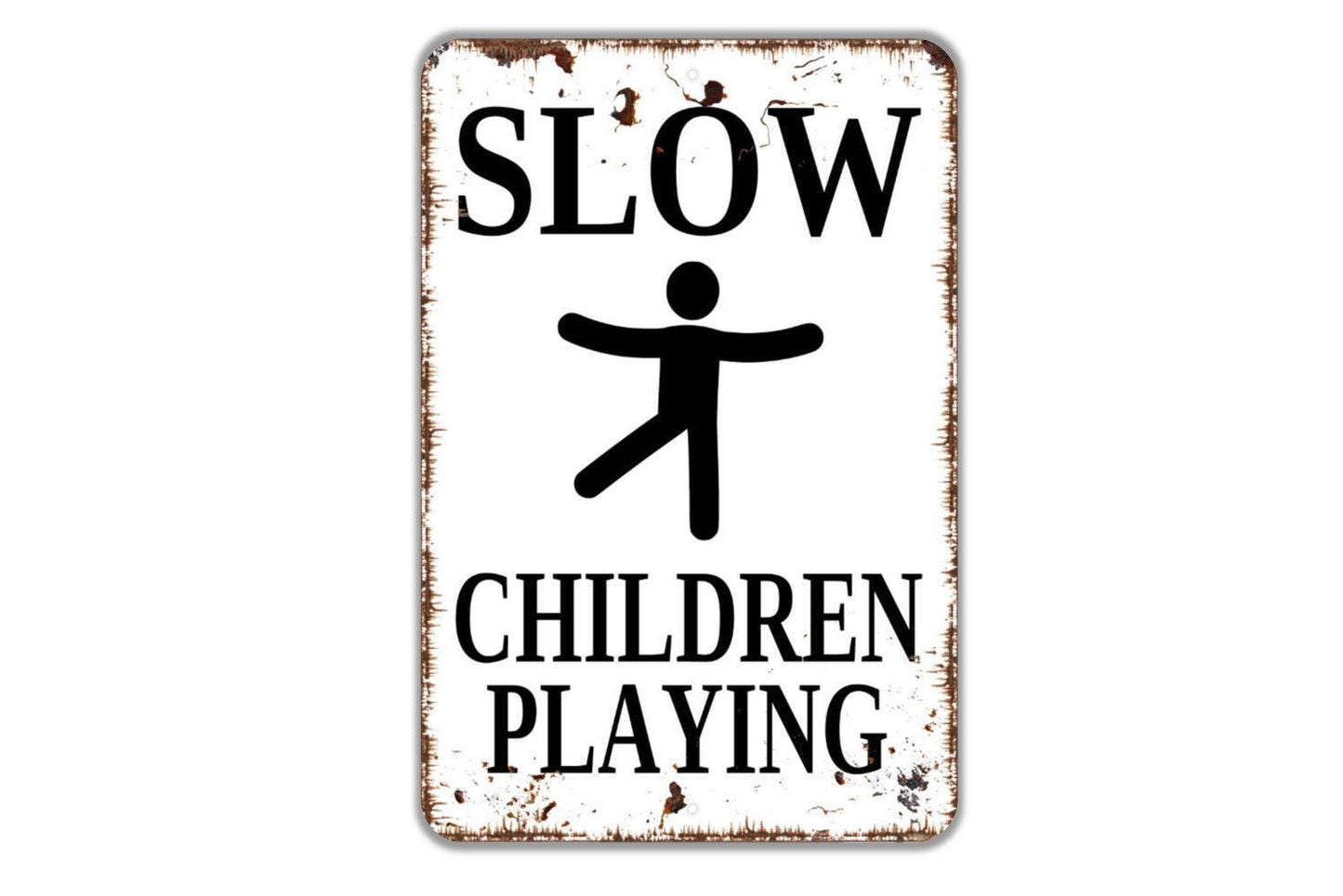 Slow Children Playing Sign - Slow Children At Play Metal Wall Art