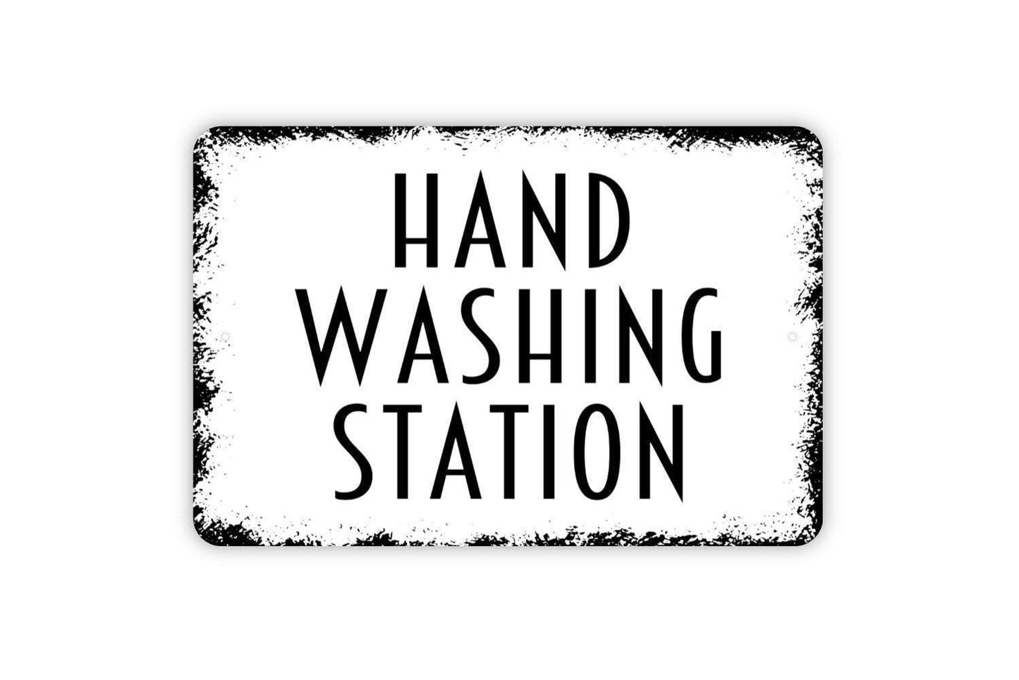 Hand Washing Station Sign - Employee Children Restroom School Work Office Restaurant Bathroom Metal Wall Art - Indoor or Outdoor