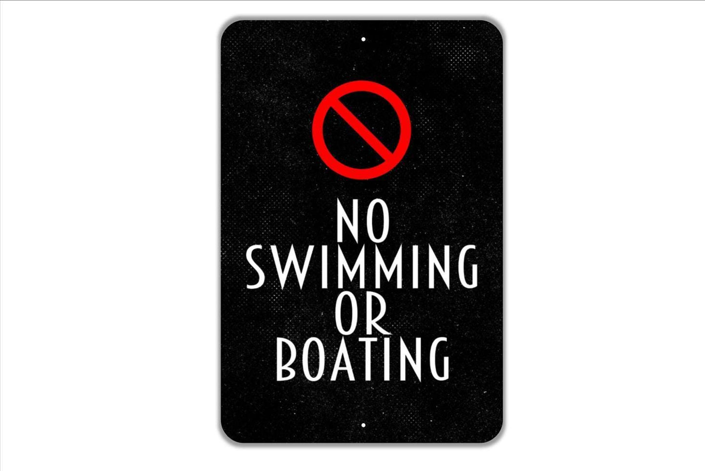 No Swimming Or Boating Sign - Private Lake Pond River No Motorboats Metal Wall Art - Indoor or Outdoor