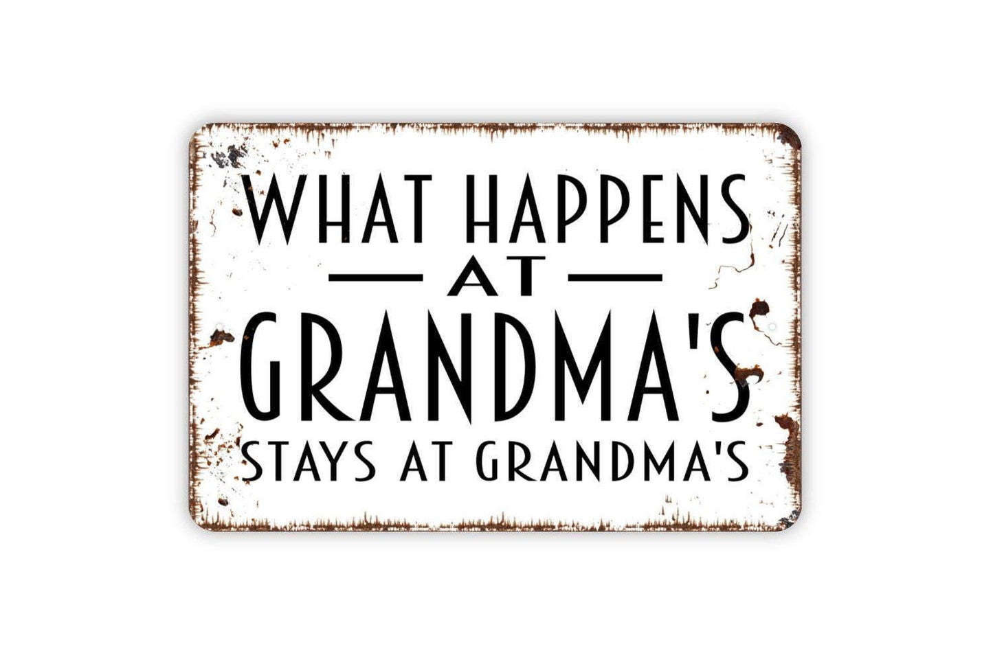 What Happens at Grandma’s Stays at Grandma’s Sign | Funny Grandma Wall Art | Farmhouse Grandparent Sign | Rustic Family Home Decor Gift