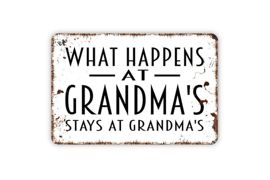 What Happens at Grandma’s Stays at Grandma’s Sign | Funny Grandma Wall Art | Farmhouse Grandparent Sign | Rustic Family Home Decor Gift
