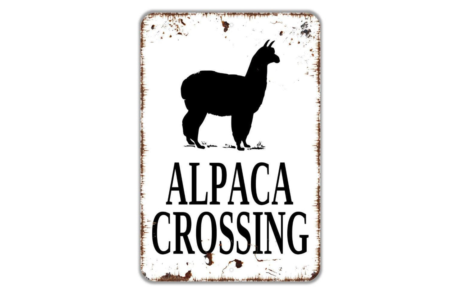 Alpaca Crossing Sign | Funny Farm Animal Yard Sign for Driveway, Barn, or Pasture | Rustic Farmhouse Metal Sign or Vinyl Sticker