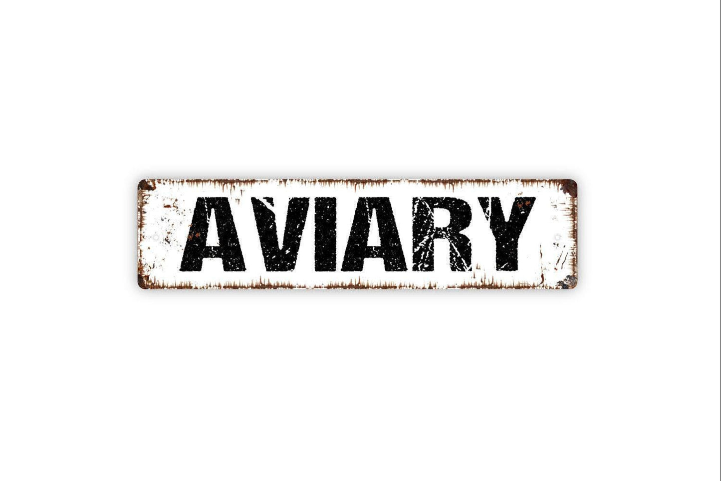 Aviary Sign | Rustic Farmhouse Wall Sign for Bird Lovers, Zoos, or Sanctuaries | Country Style Metal Sign or Vinyl Sticker Garden Bird Décor