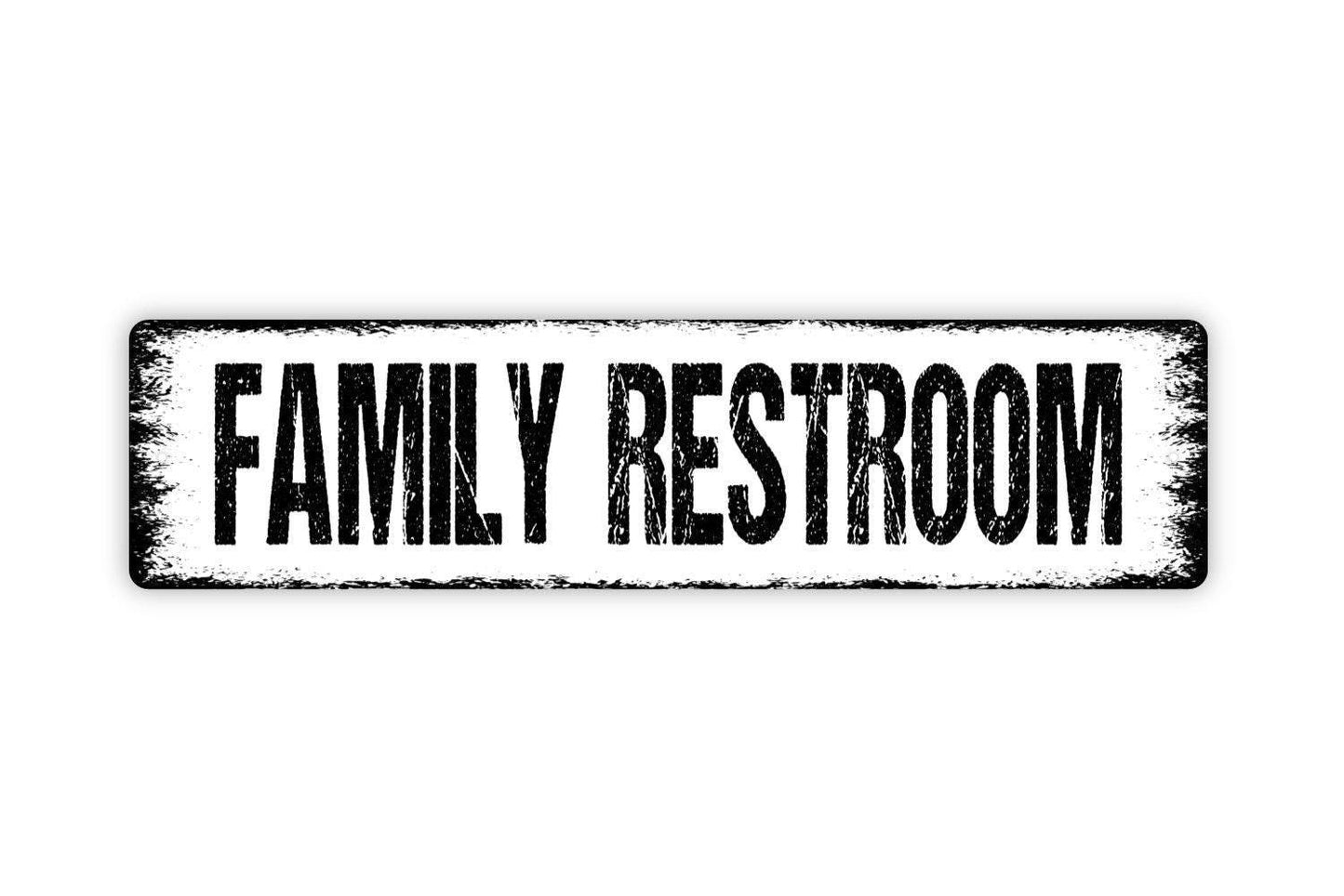 Family Restroom Sign | Rustic Bathroom Wall Sign for Business, Restaurant, or Office | Metal Sign or Vinyl Sticker Restroom Décor