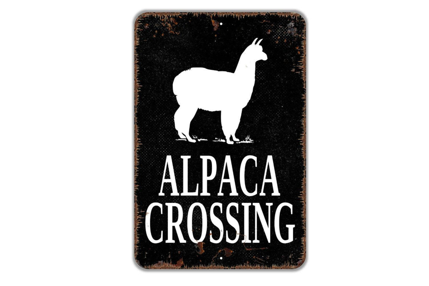 Alpaca Crossing Sign | Funny Farm Animal Yard Sign for Driveway, Barn, or Pasture | Rustic Farmhouse Metal Sign or Vinyl Sticker