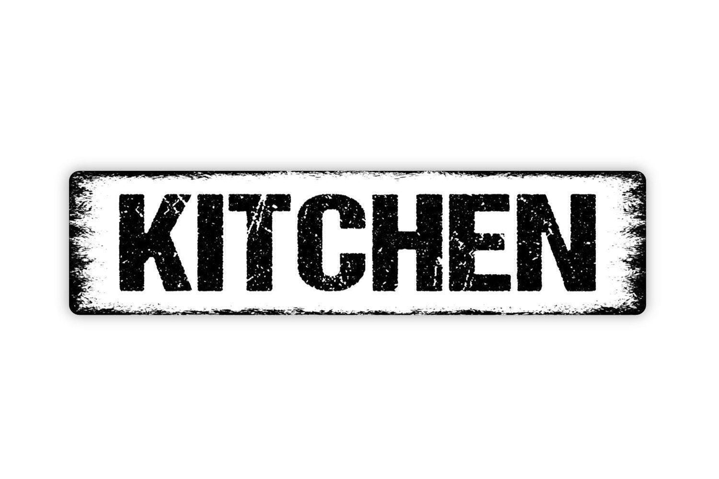 Kitchen Sign - Farmhouse Distressed Vinyl Sticker Or  Street Metal Sign or Door Name Plate Plaque