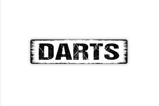 Darts Sign – Game Room Pub Bar Wall Decor – Man Cave Rustic Recreation Room Sign – Metal Sign or Sticker