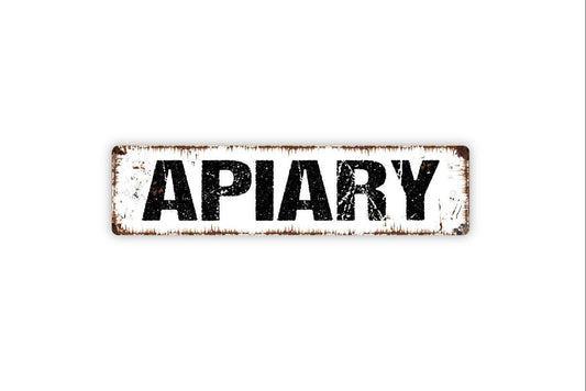 Apiary Sign | Beekeeping Wall Decor | Rustic Farmhouse Bee Hive Honey Yard Barn Sign | Metal Sign or Vinyl Sticker