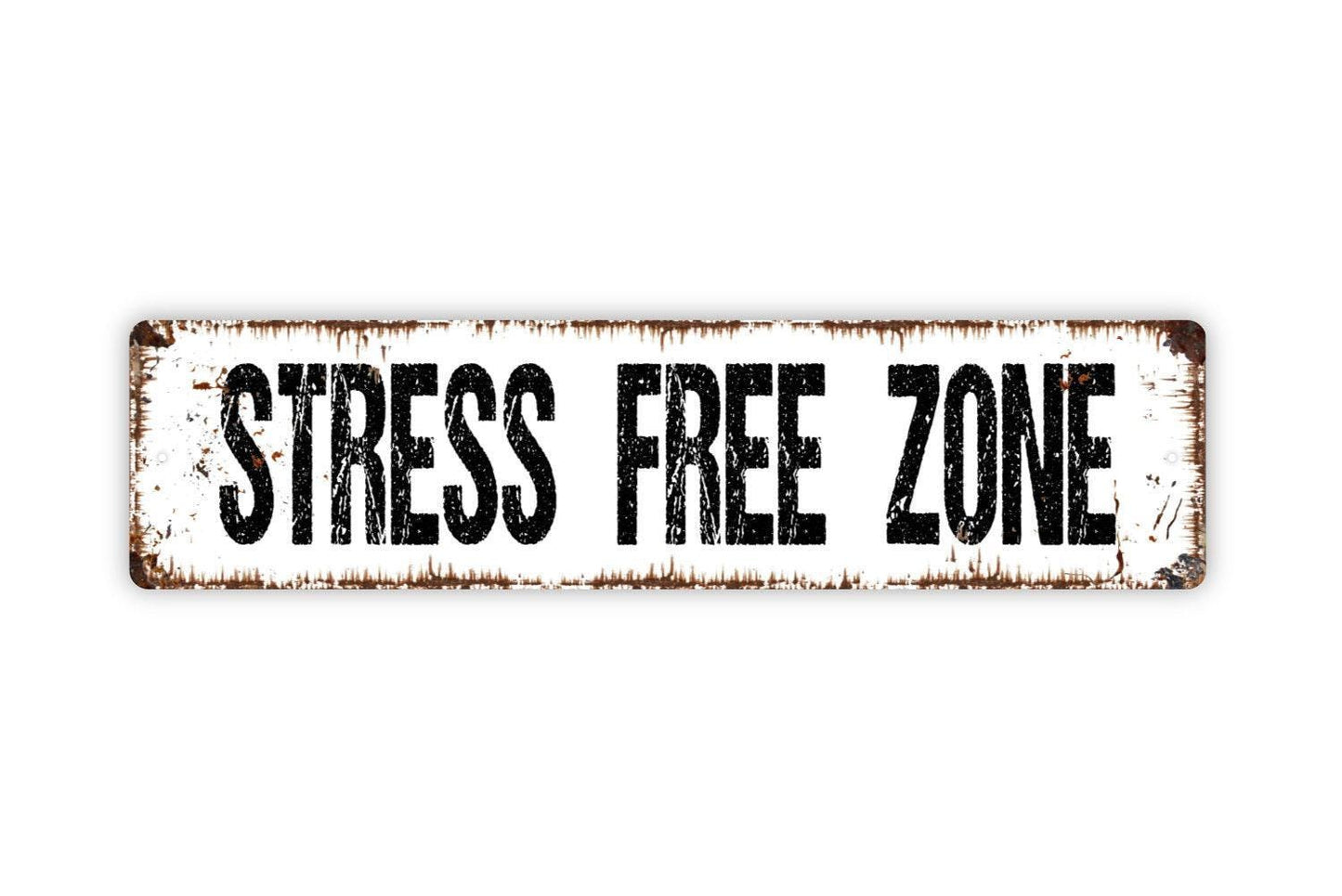 Stress Free Zone Sign - Zen Space Relaxation Vinyl Sticker Or  Street Metal Sign or Door Name Plate Plaque
