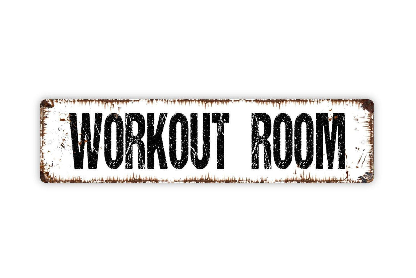 Workout Room Sign | Home Gym Fitness Wall Decor | Metal Sign or Vinyl Sticker for Exercise Room Garage Basement Studio