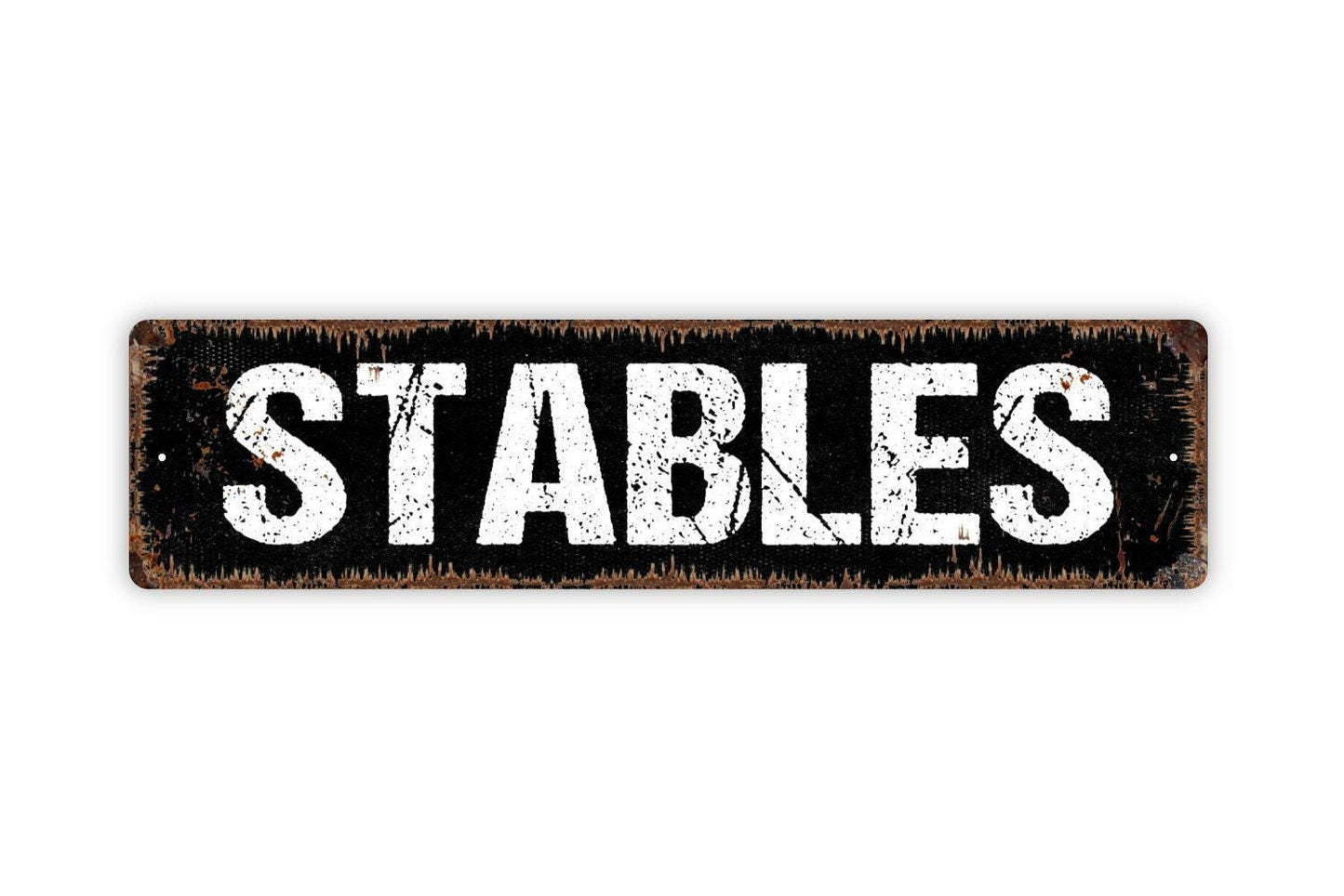 Stables Sign - Horse Corral Barn Tack Room Farm Ranch Farmhouse Vinyl Sticker Or  Street Metal Sign or Door Name Plate Plaque