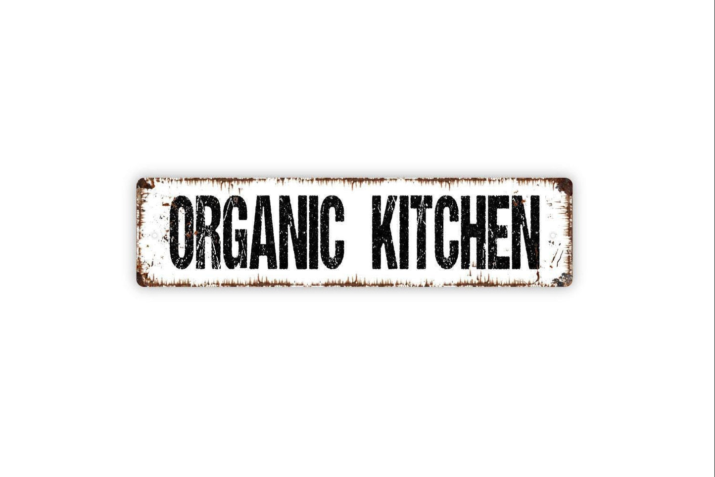 Organic Kitchen Sign, Whole Food Plant Based Kitchen Rustic Custom Metal Sign, Rustic Street Sign or Door Name Plate Plaque