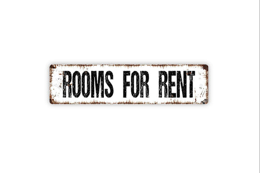 Rooms For Rent Sign | Classic Rental Property Sign | Metal Sign or Vinyl Sticker for Apartments, Hotels, Motels, or Boarding Houses