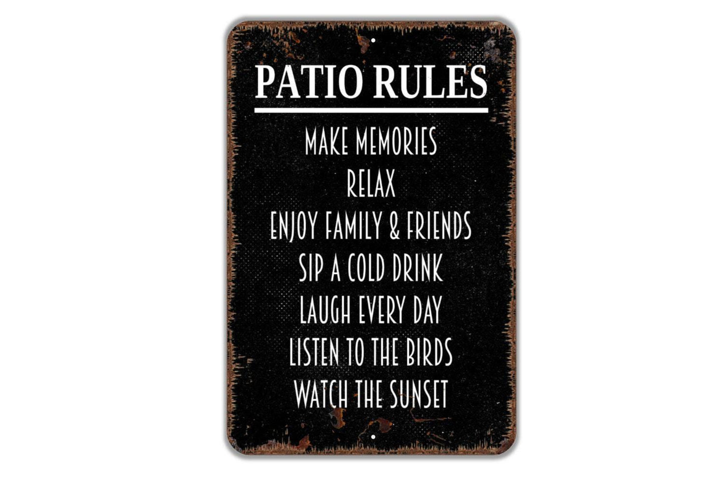Patio Rules Sign - Make Memories With Family and Friends Metal Indoor or Outdoor Wall Art