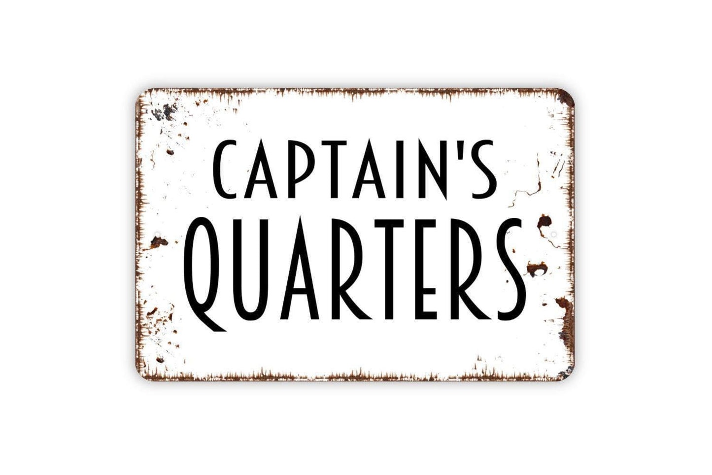 Captain’s Quarters Sign | Nautical Coastal Wall Decor | Rustic Beach House Ocean Theme Bar Cabin Sign | Metal Sign or Vinyl Sticker