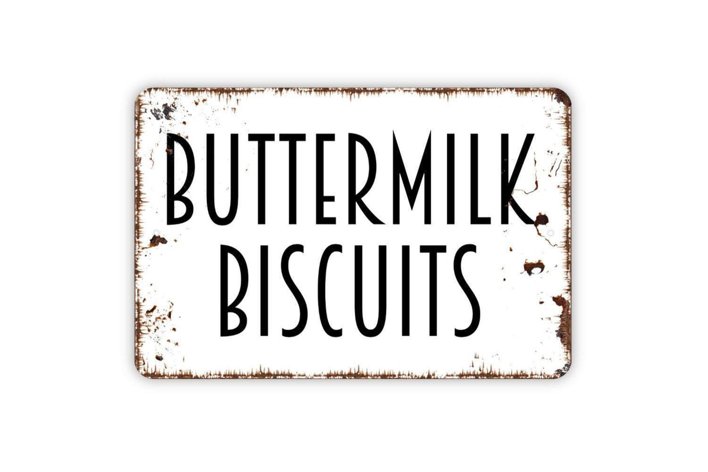 Buttermilk Biscuits Sign - Kitchen Pantry Farmhouse Breakfast Metal Wall Art - Indoor or Outdoor