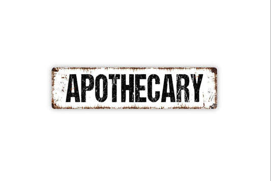 Apothecary Sign | Vintage Pharmacy Wall Decor | Metal Sign or Vinyl Sticker for Apothecary Shops, Bathrooms, Kitchens, or Homes