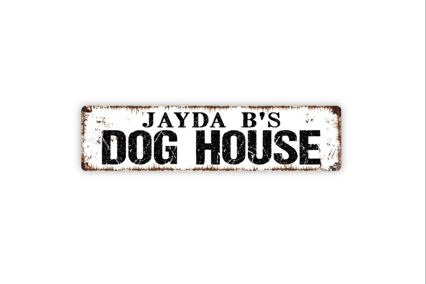 Personalized Dog House Sign Custom Pet Name Sign | Metal Wall Sign or Vinyl Sticker | Dog Lover Gift for Home, Yard, Porch, or Kennel | Size